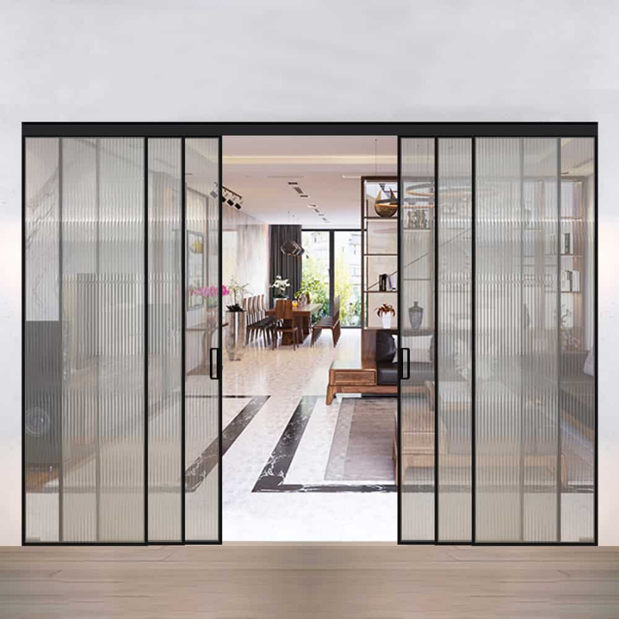 Cứa nhôm kính xếp trượt 6 cánh